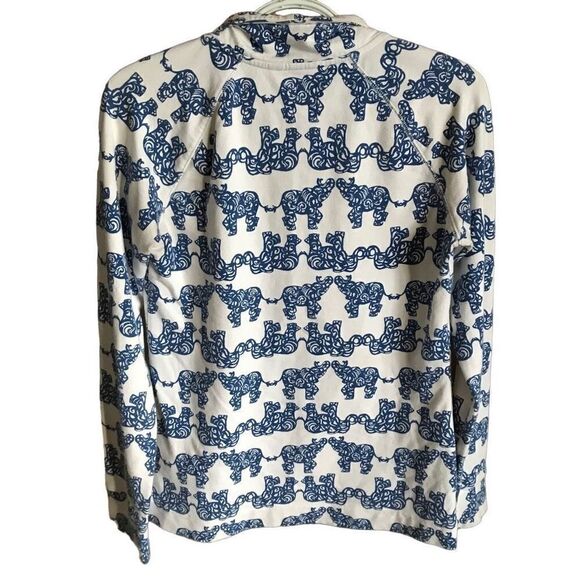 Lilly Pulitzer Elephant Print Kangaroo Pocket Popover Top Size Small blue white - Picture 2 of 6